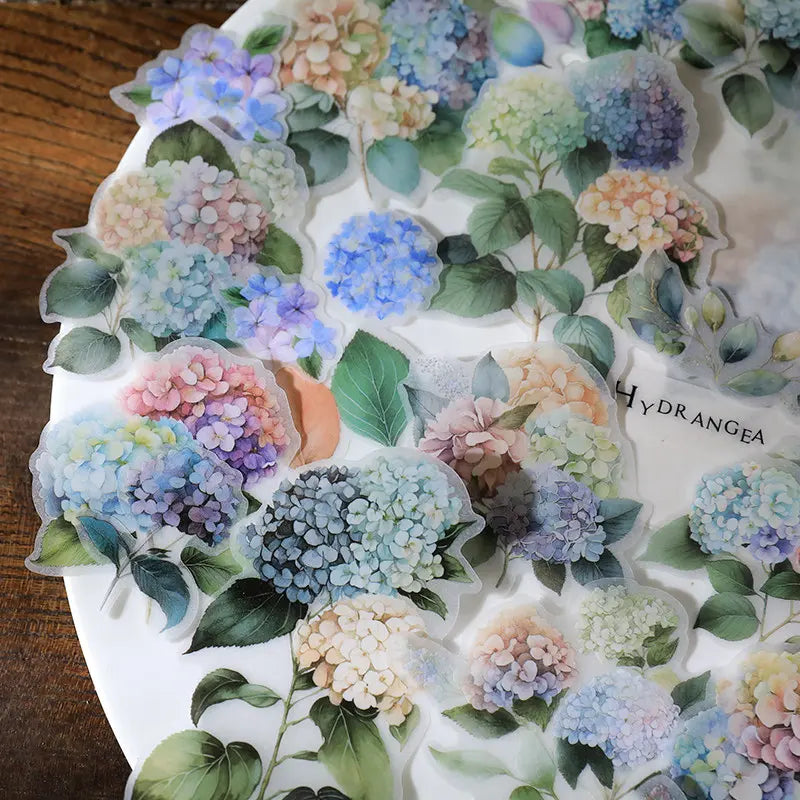 Translucent Hydrangea Vellum Stickers | Soft Botanical Floral Journaling Set