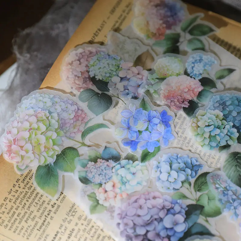 Translucent Hydrangea Vellum Stickers | Soft Botanical Floral Journaling Set