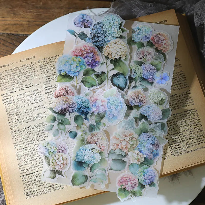Translucent Hydrangea Vellum Stickers | Soft Botanical Floral Journaling Set