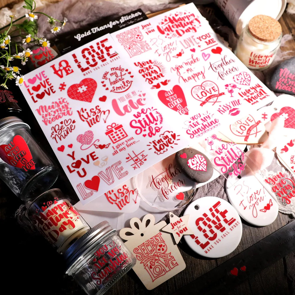Valentinstag Kristall-Transferaufkleber | für Tassen, Karten & Geschenke