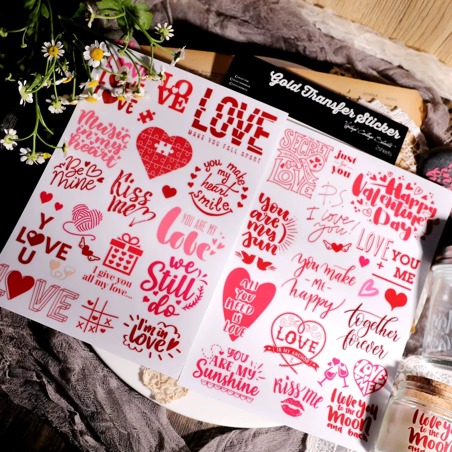 Valentinstag Kristall-Transferaufkleber | für Tassen, Karten & Geschenke