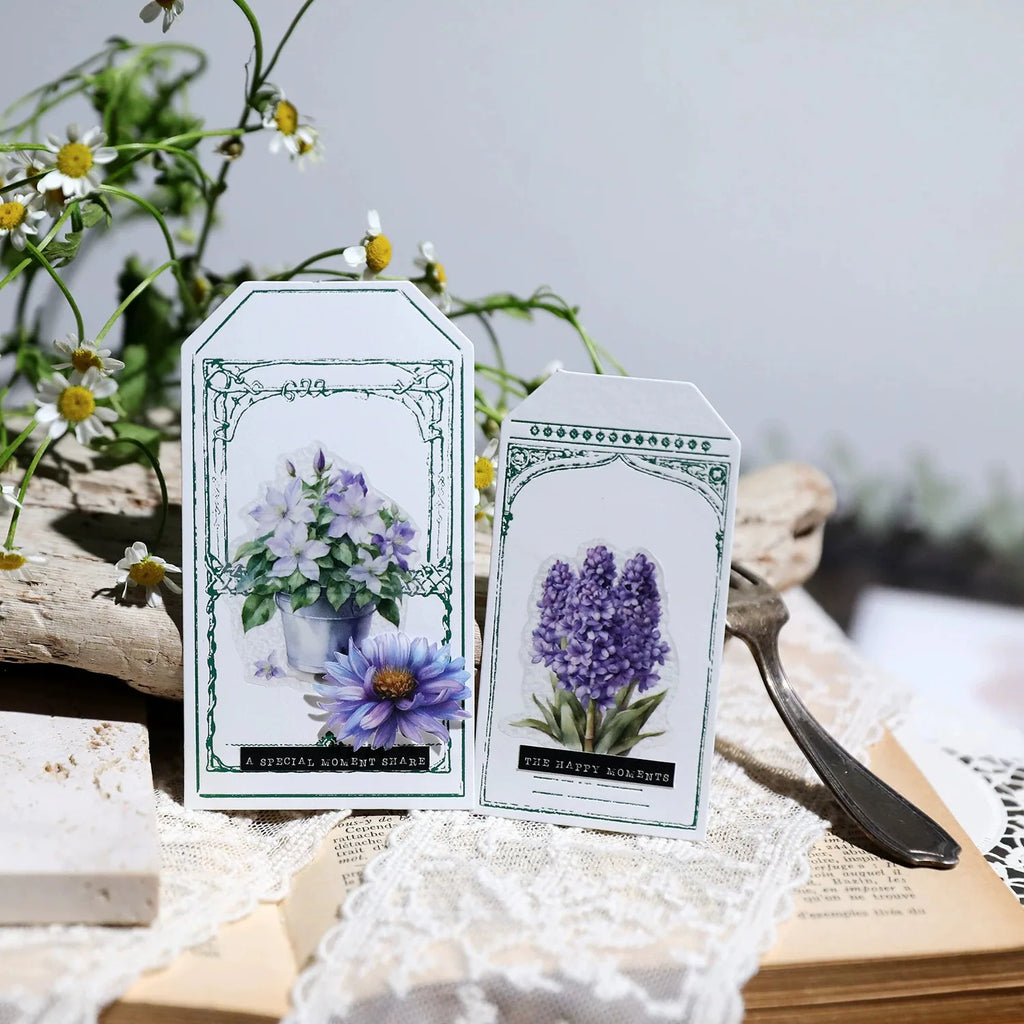 Vellum Floral Stickers – Botanical Sticker Pack Iris, Peony