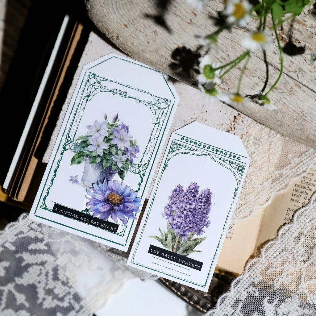 Vellum Floral Stickers – Botanical Sticker Pack Iris, Peony