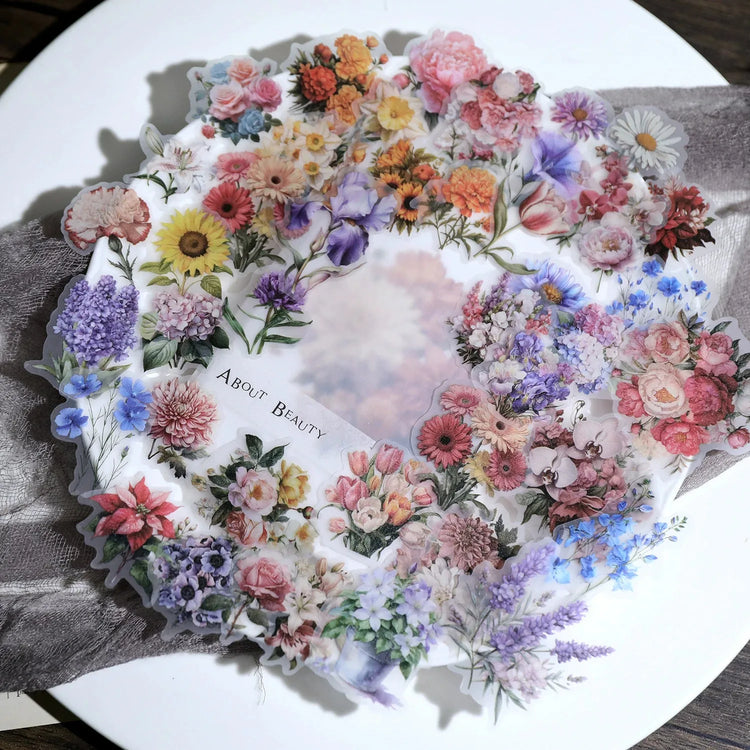 Vellum Floral Stickers – Botanical Sticker Pack Iris, Peony