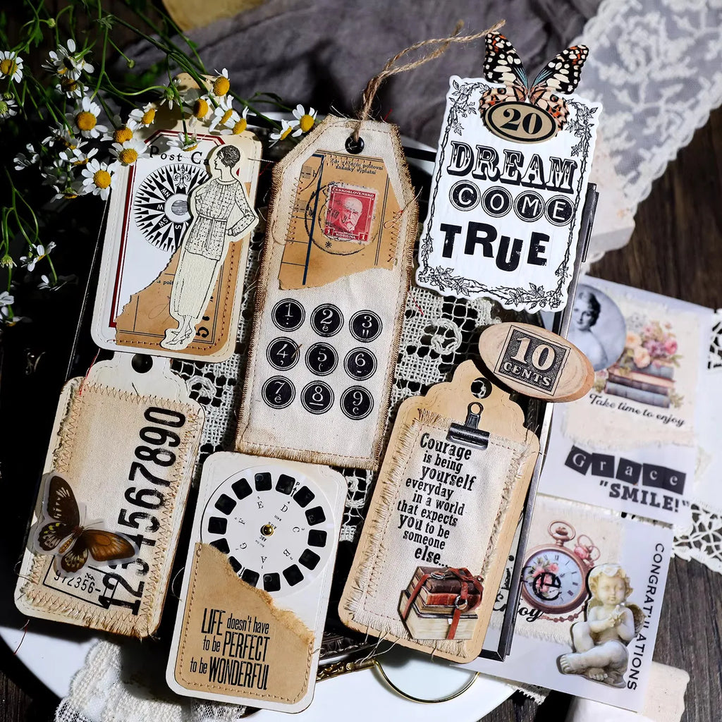 Vintage Alphabet & Number Rub-On Stickers