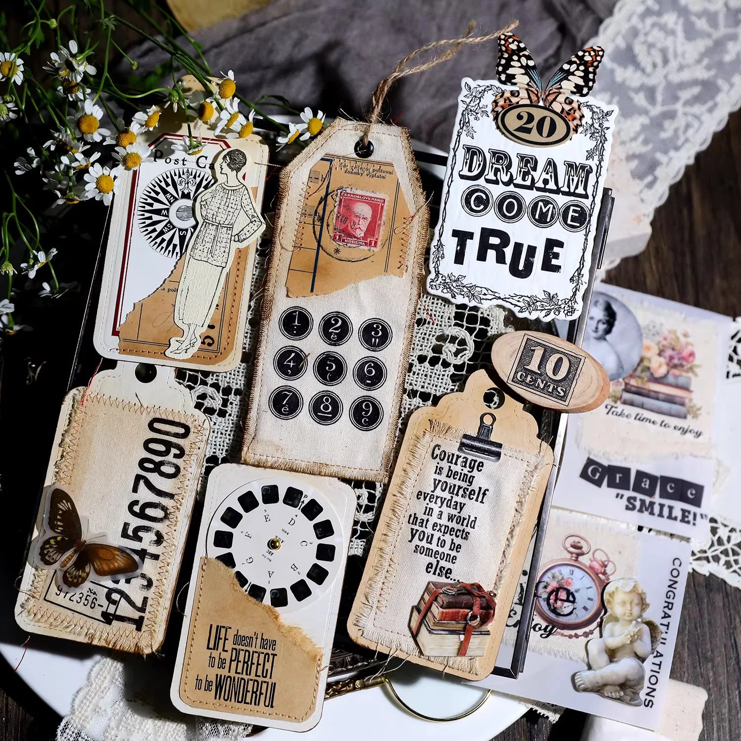 Vintage Alphabet & Number Rub-On Stickers