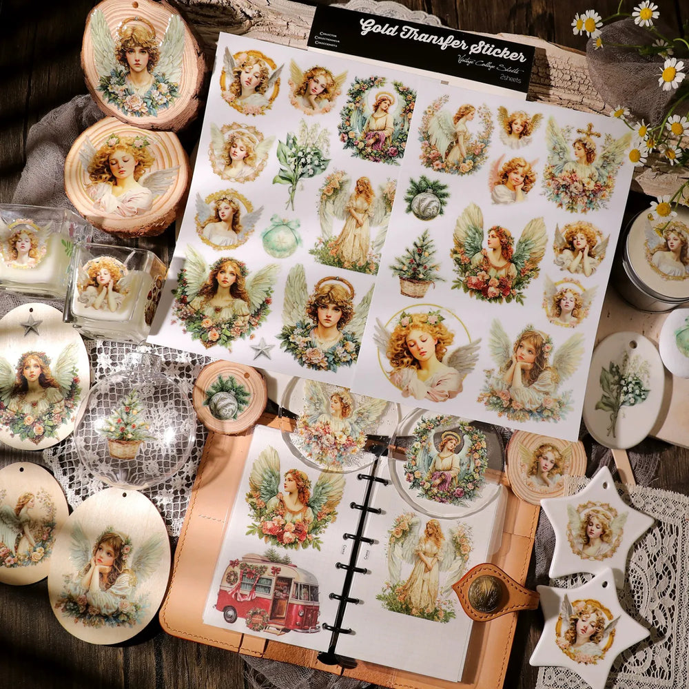 Autocollants de transfert vintage en cristal motif ange pour les loisirs créatifs