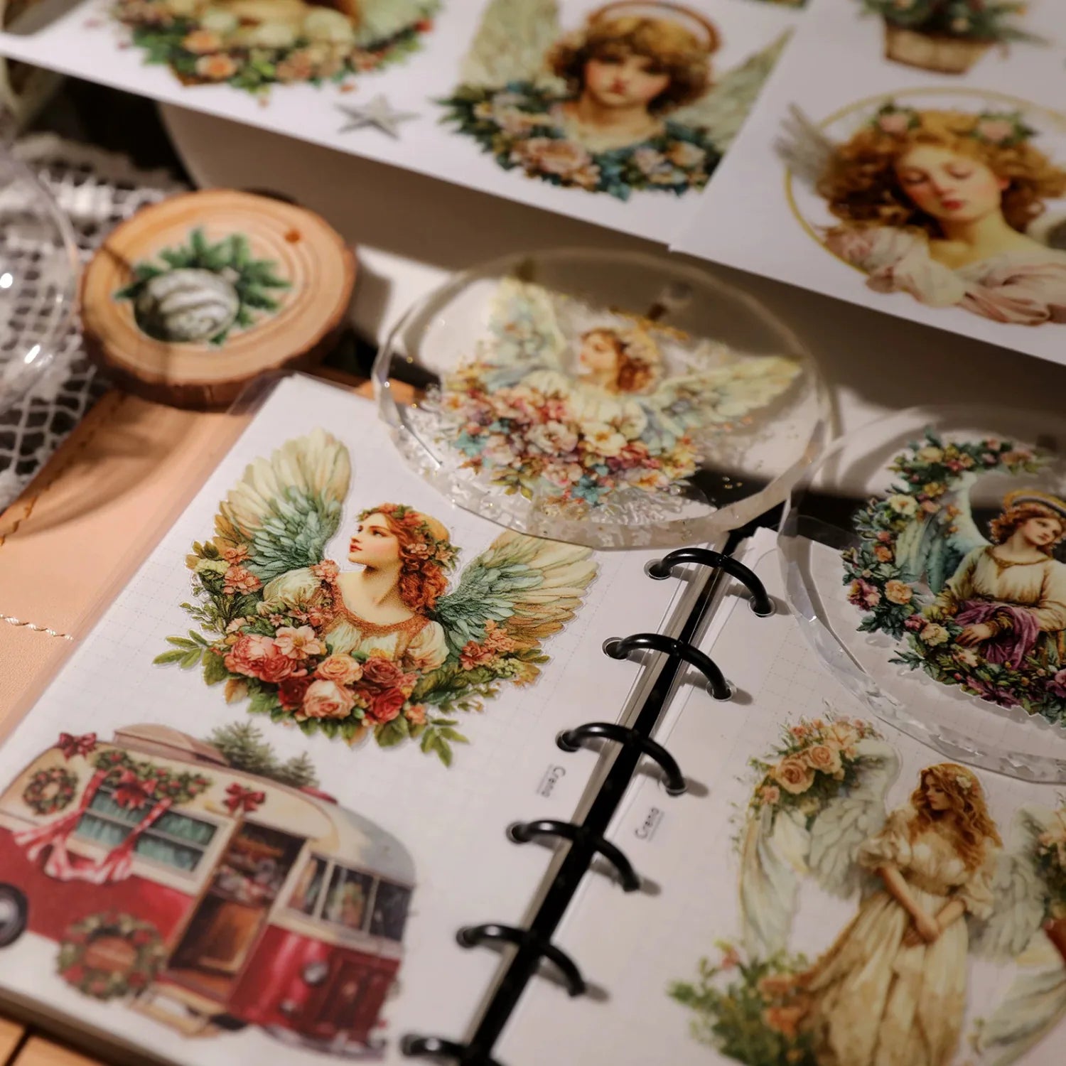 Autocollants de transfert vintage en cristal motif ange pour les loisirs créatifs