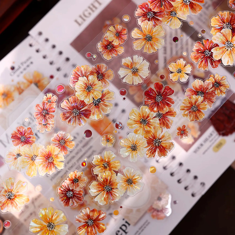 Vintage Autumn Floral Washi Tape–Brown & Tan