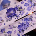 Vintage Blue Purple Floral Die-Cut Washi Tape / PET Tape