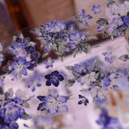 Vintage Blue Purple Floral Die-Cut Washi Tape / PET Tape
