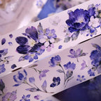 Vintage Blue Purple Floral Die-Cut Washi Tape / PET Tape