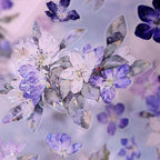 Vintage Blue Purple Floral Die-Cut Washi Tape / PET Tape