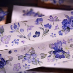 Vintage Blue Purple Floral Die-Cut Washi Tape / PET Tape