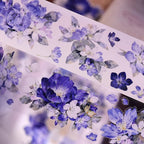 Vintage Blue Purple Floral Die-Cut Washi Tape / PET Tape