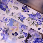Vintage Blue Purple Floral Die-Cut Washi Tape / PET Tape