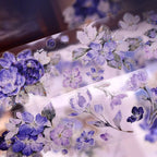 Vintage Blue Purple Floral Die-Cut Washi Tape / PET Tape