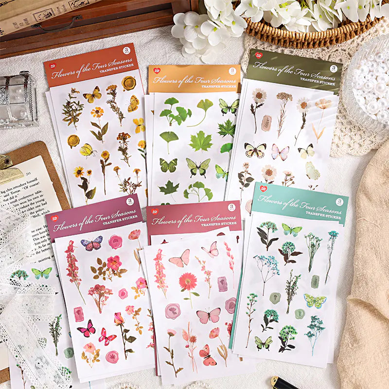 Vintage Botanical & Butterfly Rub-On Stickers