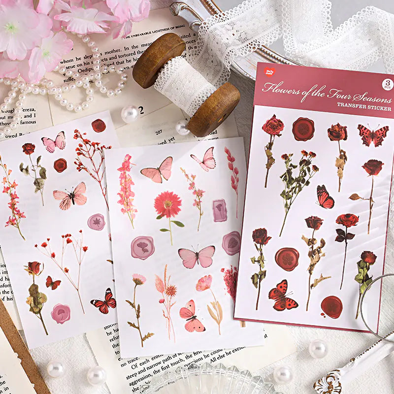 Vintage Botanical & Butterfly Rub-On Stickers