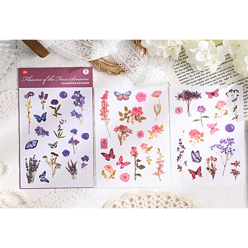 Vintage Botanical & Butterfly Rub-On Stickers
