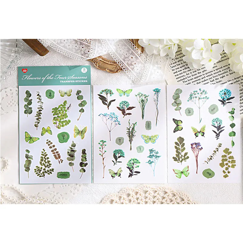 Vintage Botanical & Butterfly Rub-On Stickers