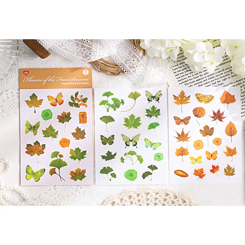 Vintage Botanical & Butterfly Rub-On Stickers