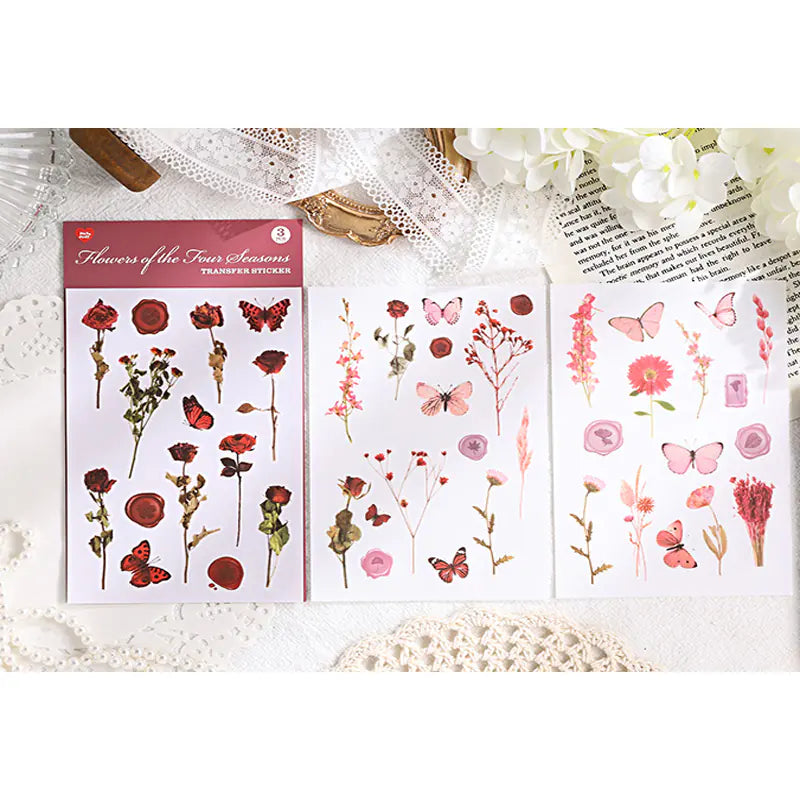 Vintage Botanical & Butterfly Rub-On Stickers