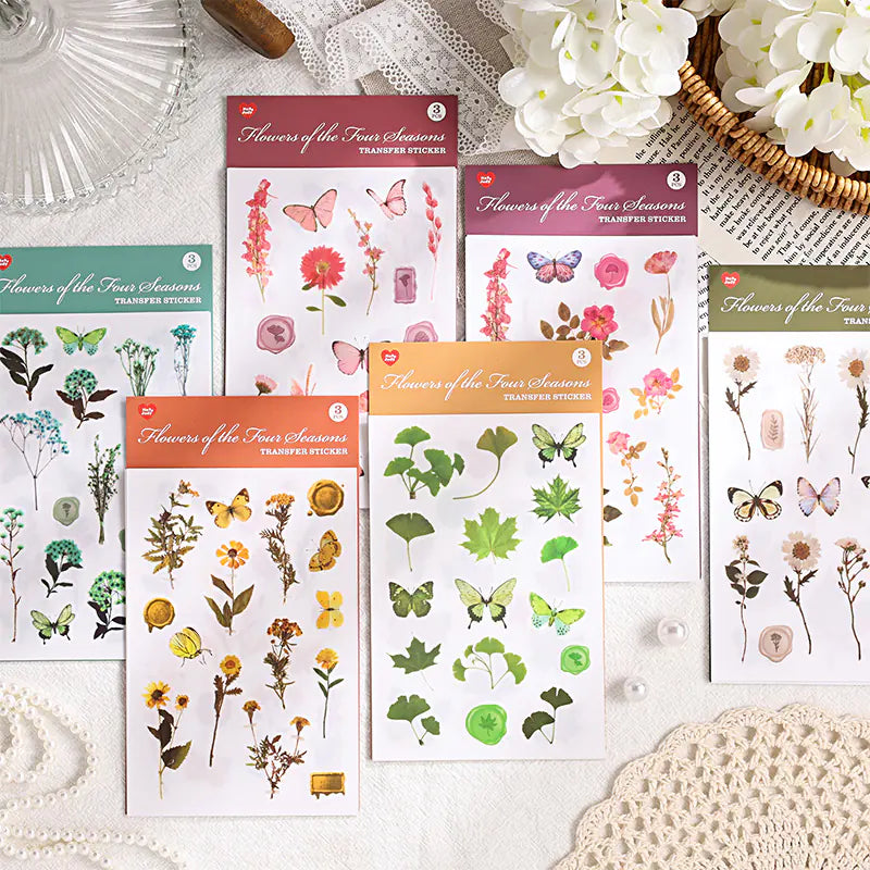 Vintage Botanical & Butterfly Rub-On Stickers