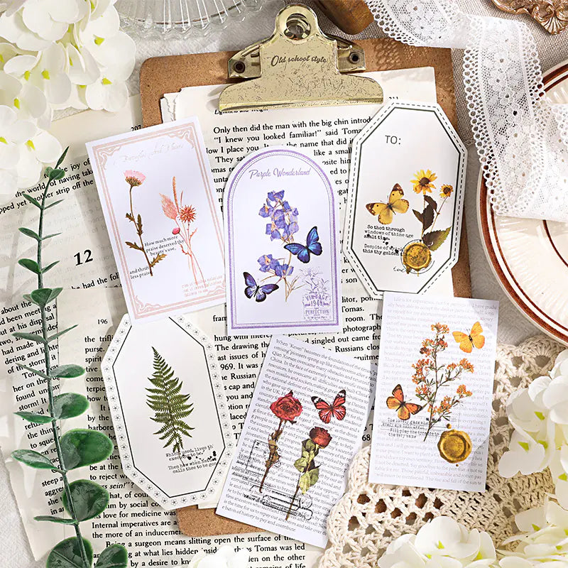 Vintage Botanical & Butterfly Rub-On Stickers