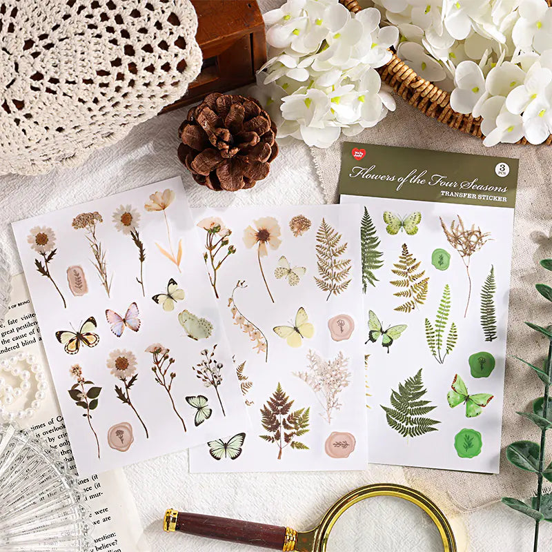 Vintage Botanical & Butterfly Rub-On Stickers
