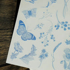Vintage Botanische Line Art Rub-on Sticker