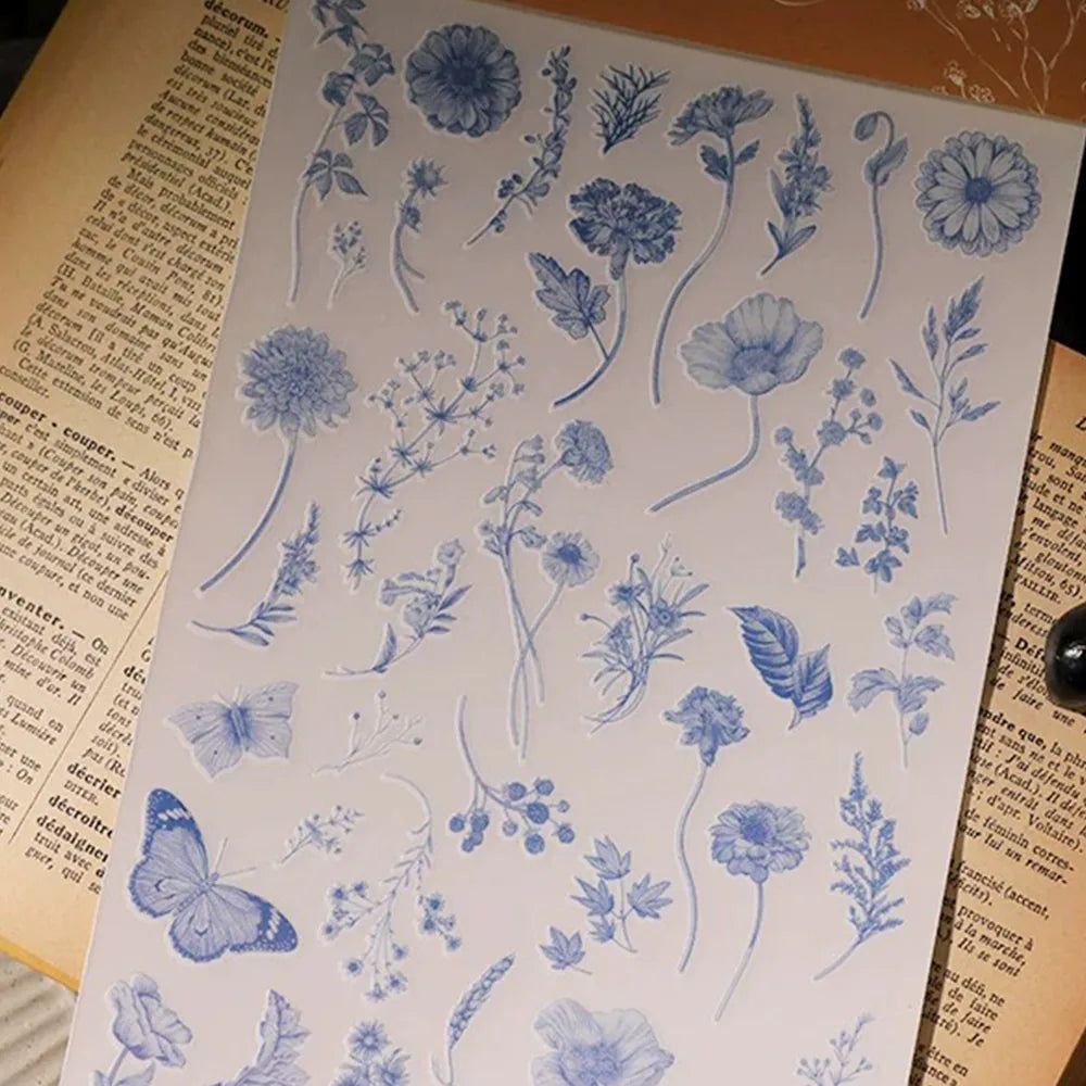 Vintage Botanische Line Art Rub-on Sticker
