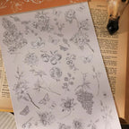 Vintage Botanische Line Art Rub-on Sticker