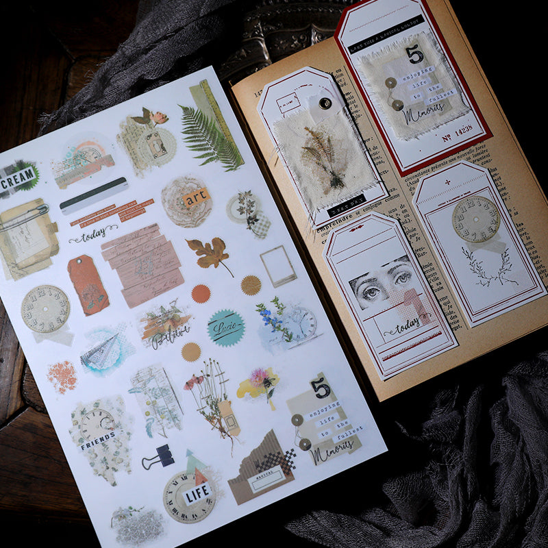 Vintage Botanical Rub-On Stickers Ephemera for Junk Journaling
