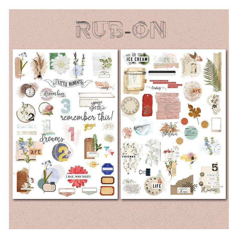 Vintage Botanical Rub-On Stickers Ephemera for Junk Journaling