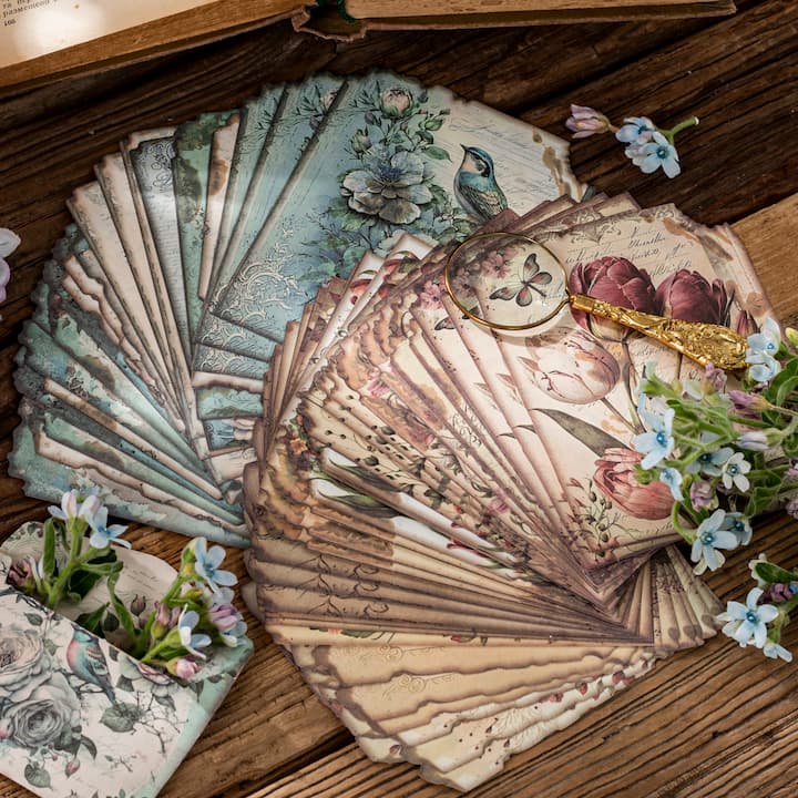 Vintage Burnt Edge Style Bee Flower Decorative Retro Scrapbook Set