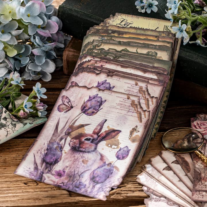 Vintage Burnt Edge Style Bee Flower Decorative Retro Scrapbook Set