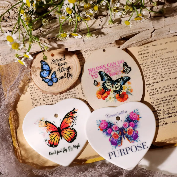Vintage Butterfly Waterproof Transfer Stickers | Crystal Clear Cup Decals