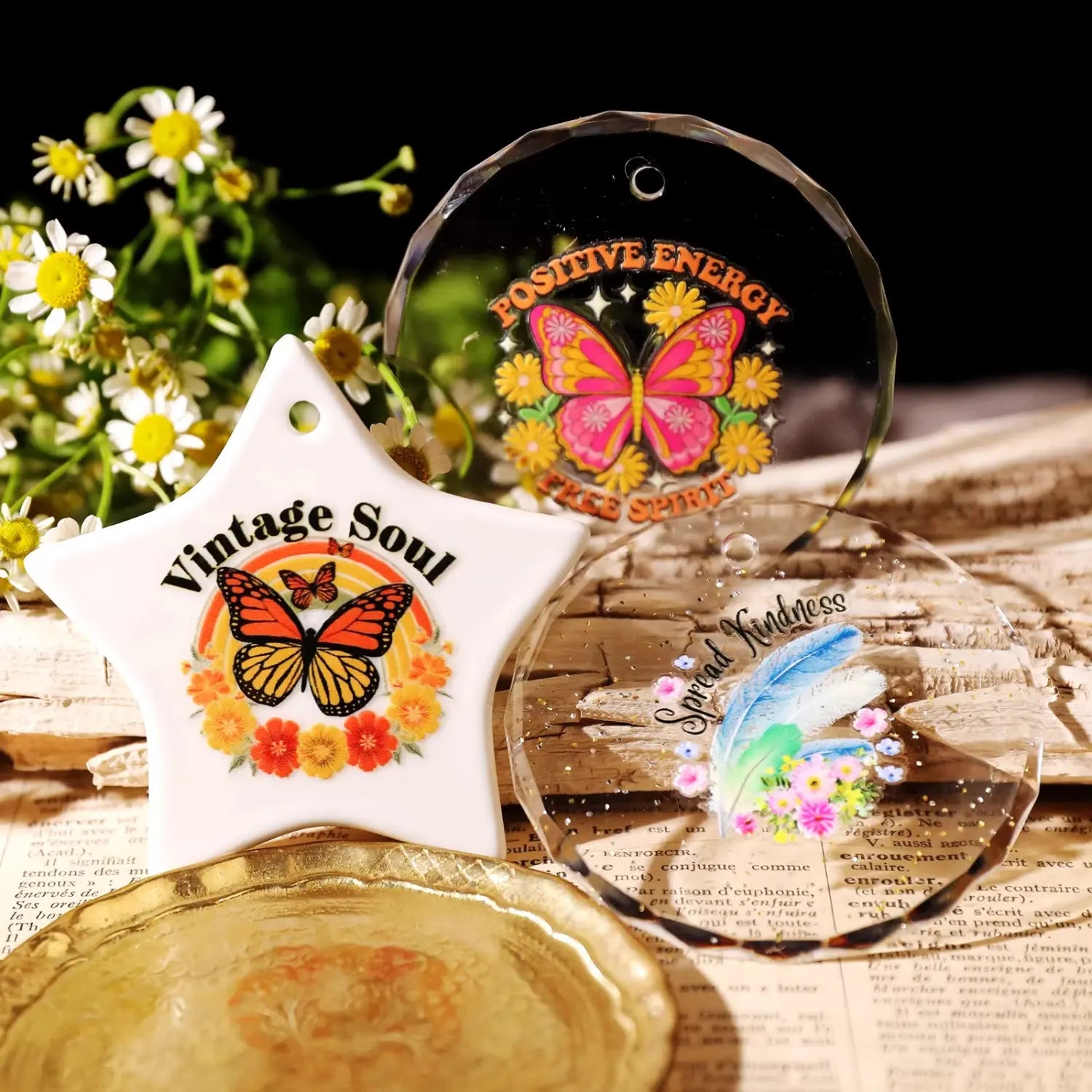 Vintage Butterfly Waterproof Transfer Stickers | Crystal Clear Cup Decals