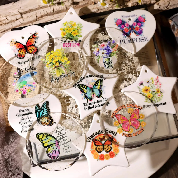 Vintage Butterfly Waterproof Transfer Stickers | Crystal Clear Cup Decals