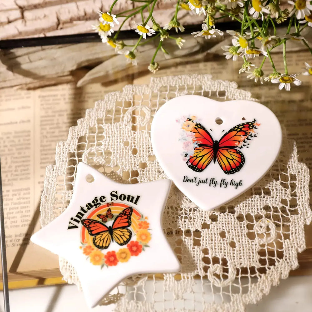 Vintage Butterfly Waterproof Transfer Stickers | Crystal Clear Cup Decals