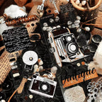 Ruban adhésif décoratif PET Washi pour appareil photo et gramophone vintage | Éphémères pour journal intime rétro