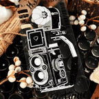 Ruban adhésif décoratif PET Washi pour appareil photo et gramophone vintage | Éphémères pour journal intime rétro