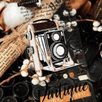 Ruban adhésif décoratif PET Washi pour appareil photo et gramophone vintage | Éphémères pour journal intime rétro