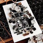 Ruban adhésif décoratif PET Washi pour appareil photo et gramophone vintage | Éphémères pour journal intime rétro