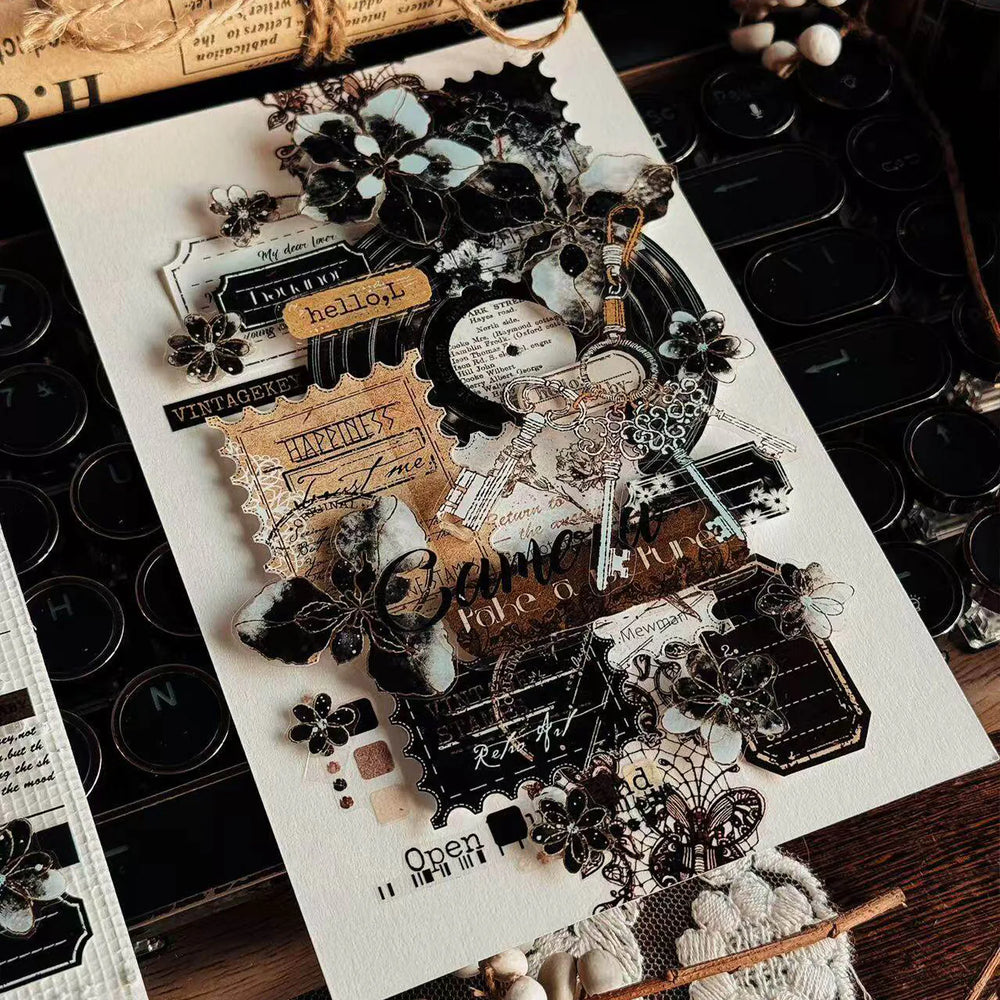 Vintage Camera & Gramophone PET Washi Tape | Retro Journaling Ephemera