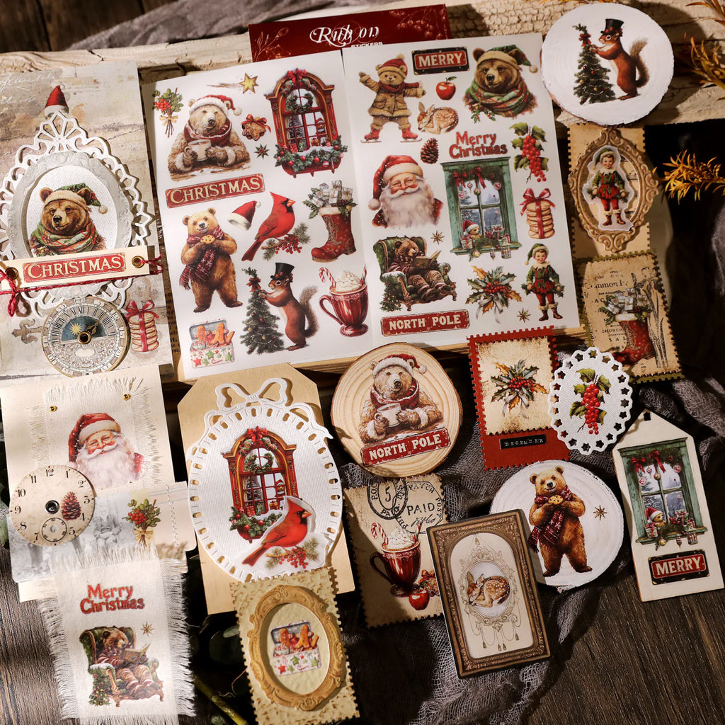 Christmas Rub-On Transfer Stickers | Santa, Bear & Holiday