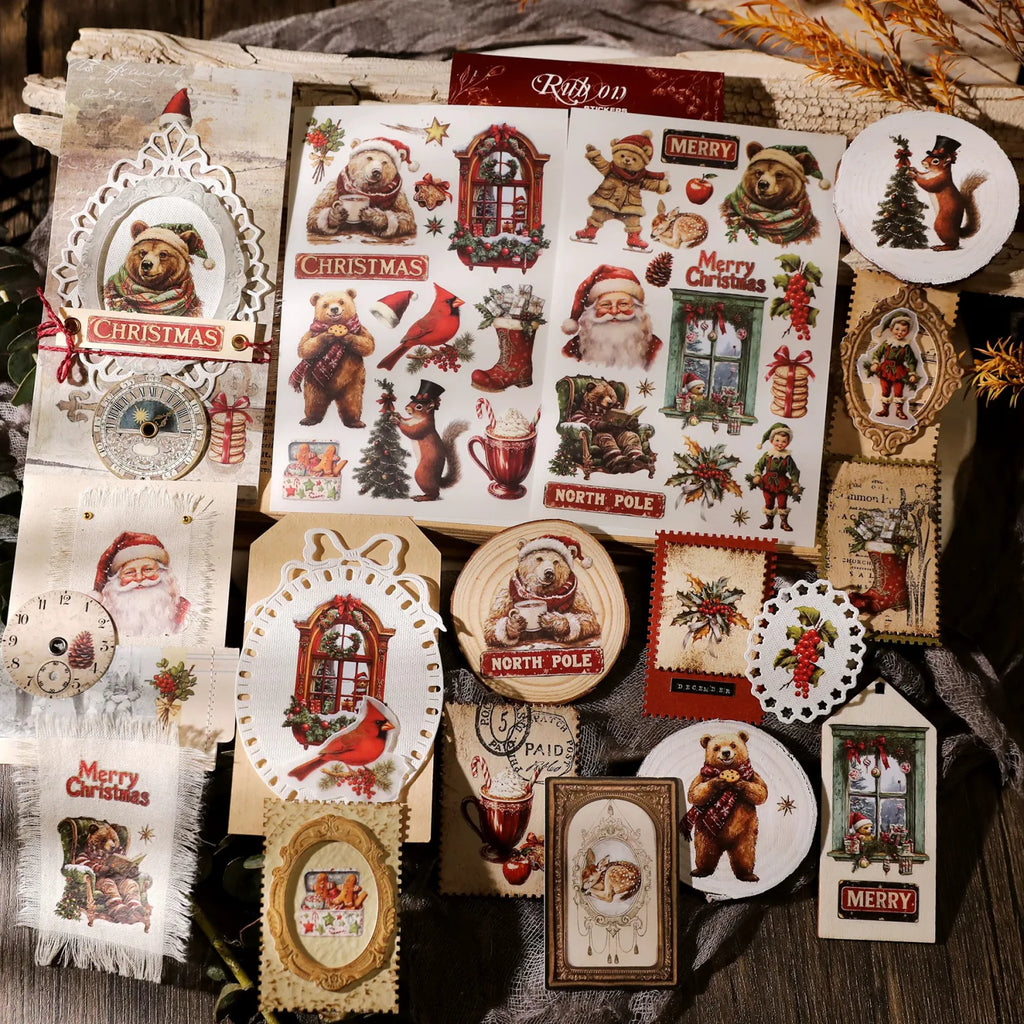 Christmas Rub-On Transfer Stickers | Santa, Bear & Holiday