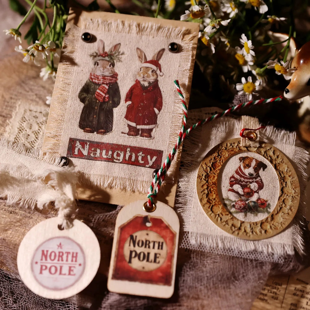 Vintage Weihnachtsaufkleber zum Abreiben – Retro-Feiertagssticker für Journaling & DIY-Bastelarbeiten