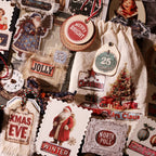 Vintage Weihnachtsaufkleber zum Abreiben – Retro-Feiertagssticker für Journaling & DIY-Bastelarbeiten
